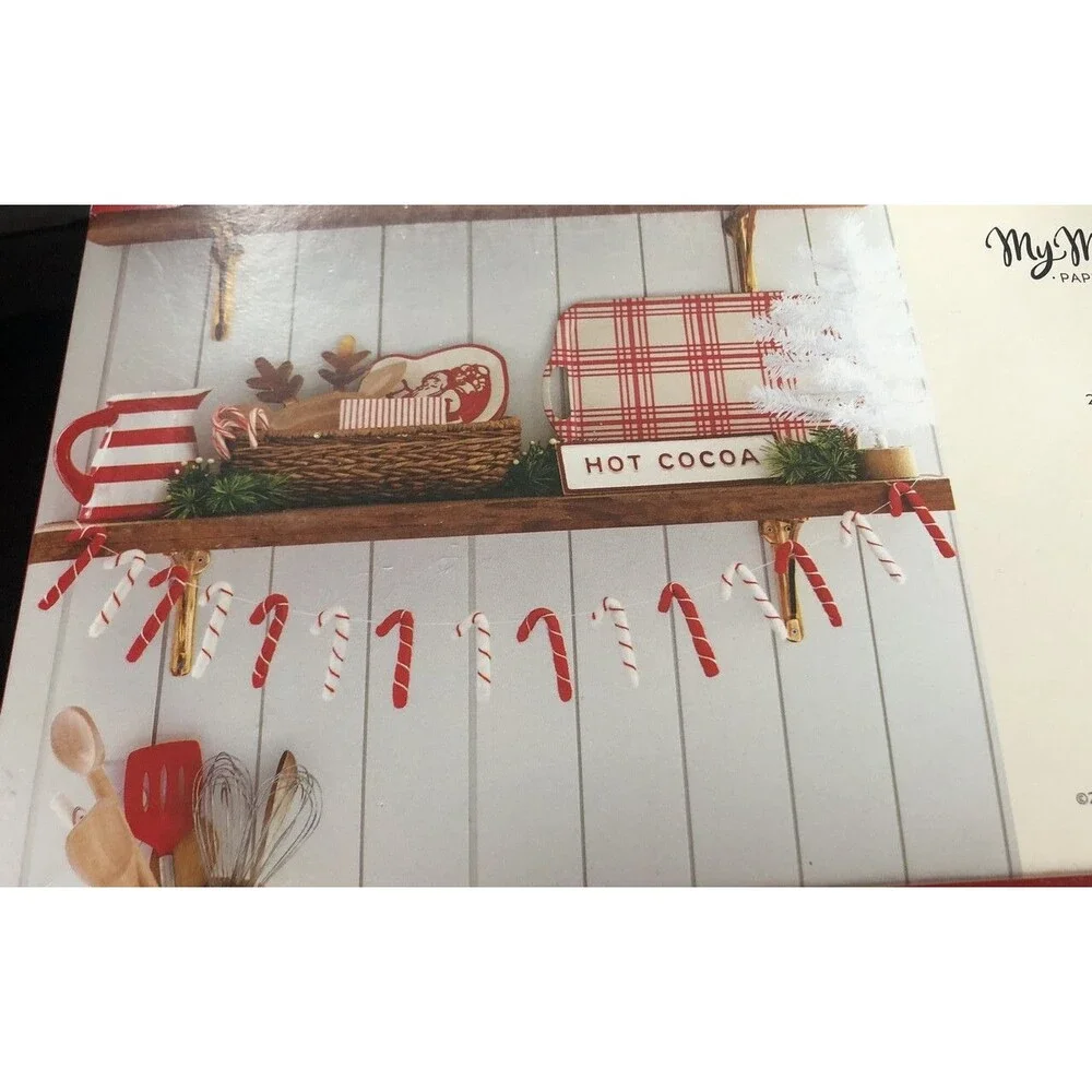 Minds Eye Christmas 20 Felt Candy Canes 7 Ft Tree Mantle Garland Wool Red White